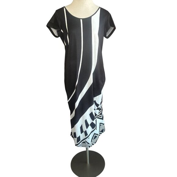 Just Fashion Now Black White Coastal Beachy Maxi Dress Size Small - Picture 1 of 10